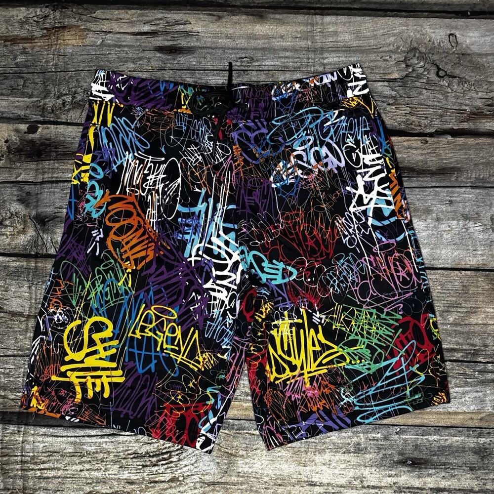 Men’s Board Shorts Drill Clothing Co. Multicolor Graffiti Medium NEW
